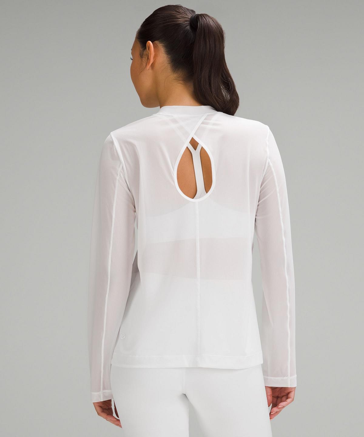 White Women Lululemon Keyhole Mesh Long Sleeve Shirts | AU_LuLu11488