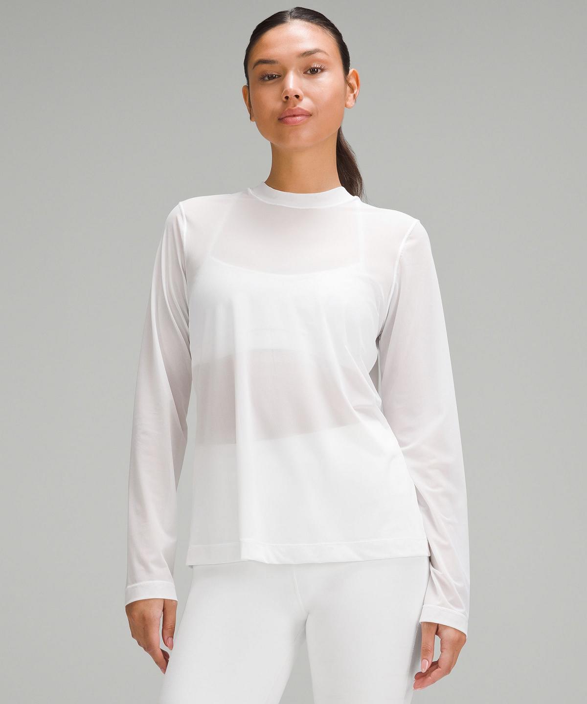 White Women Lululemon Keyhole Mesh Long Sleeve Shirts | AU_LuLu11488