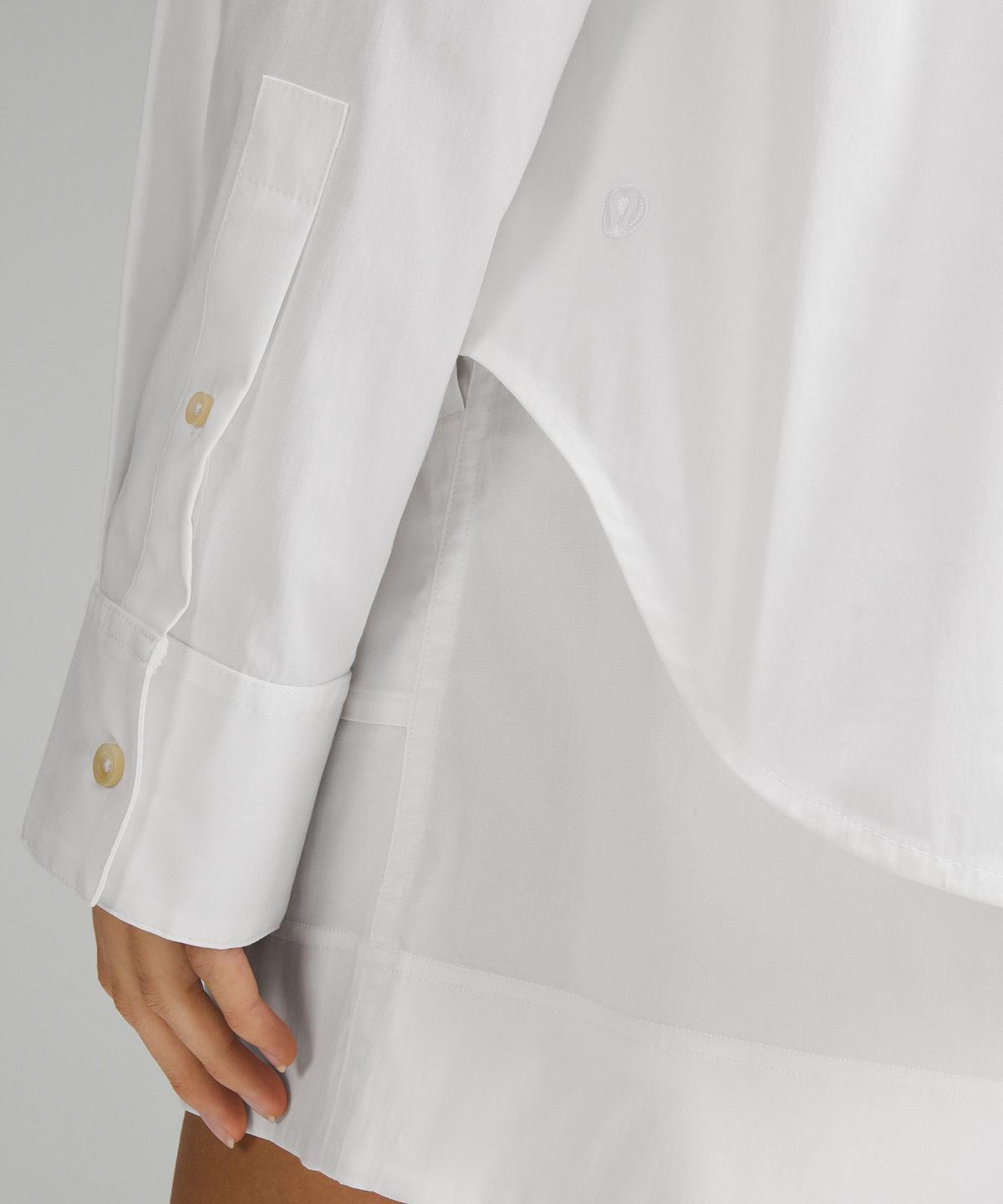 White Women Lululemon Relaxed-Fit Cotton-Blend Poplin Button-Down Long Sleeve Shirts | AU_LuLu83158