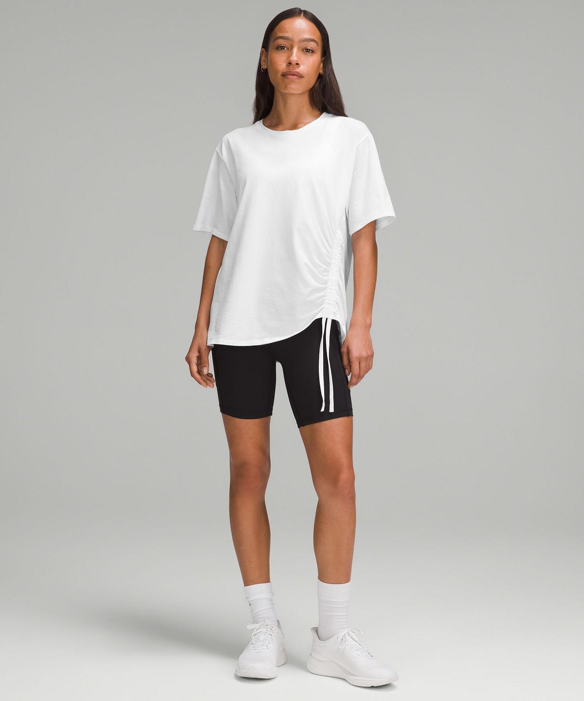 White Women Lululemon Side-Cinch Cotton T-Shirt Shirts | AU_LuLu10215