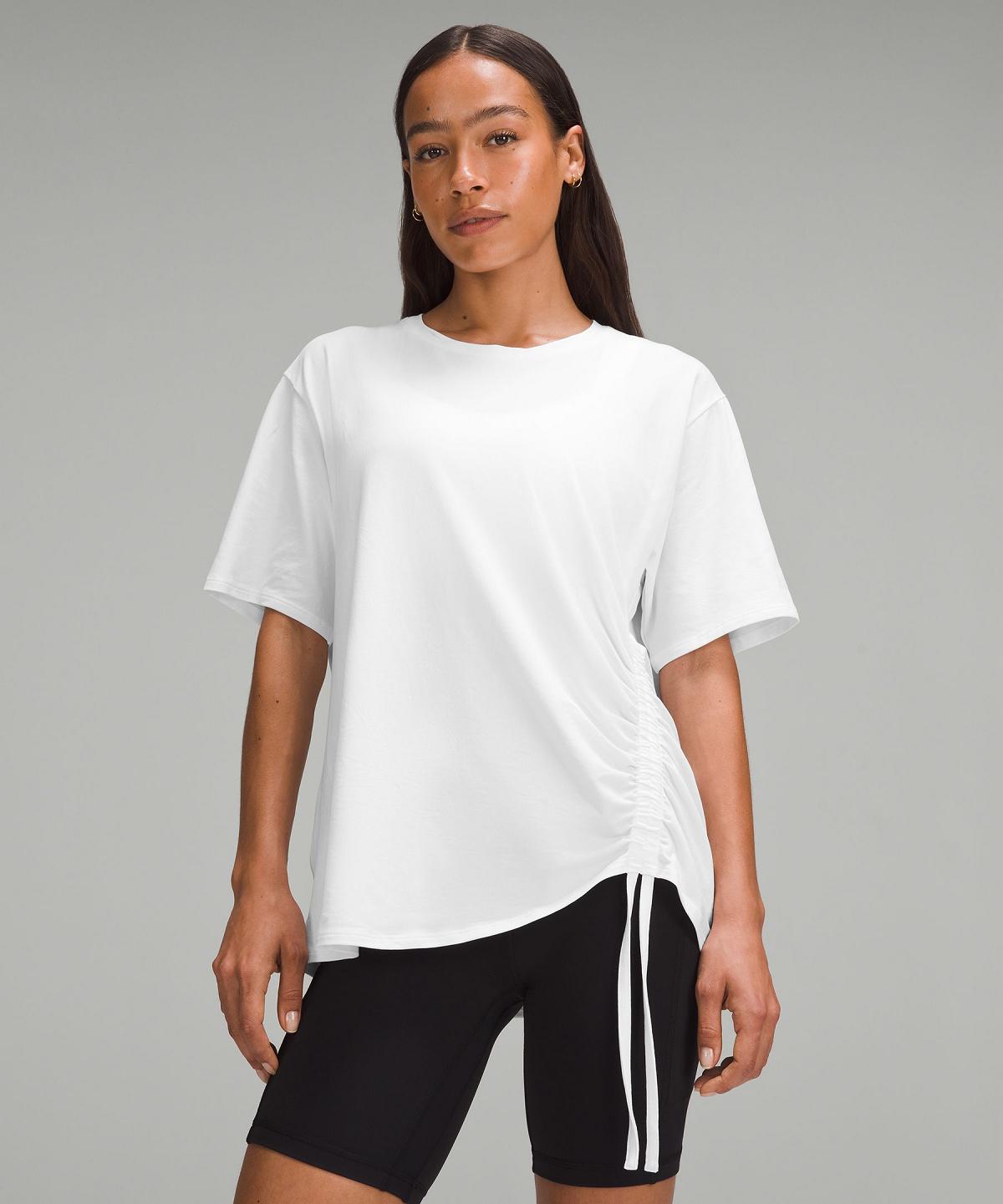 White Women Lululemon Side-Cinch Cotton T-Shirt Shirts | AU_LuLu10215