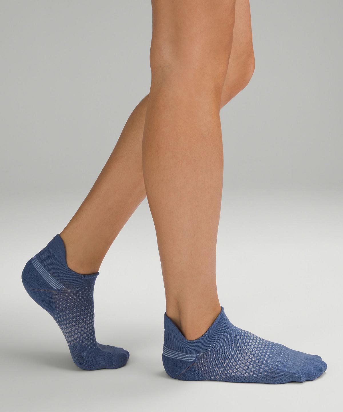 White / Blue / Orange Women Lululemon MacroPillow Tab RunningMedium Cushioning Socks | AU_LuLu54201