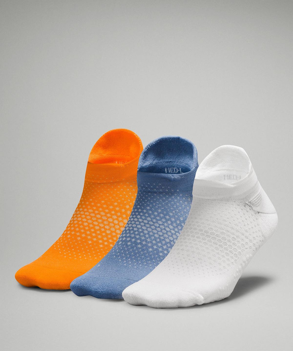 White / Blue / Orange Women Lululemon MacroPillow Tab RunningMedium Cushioning Socks | AU_LuLu54201