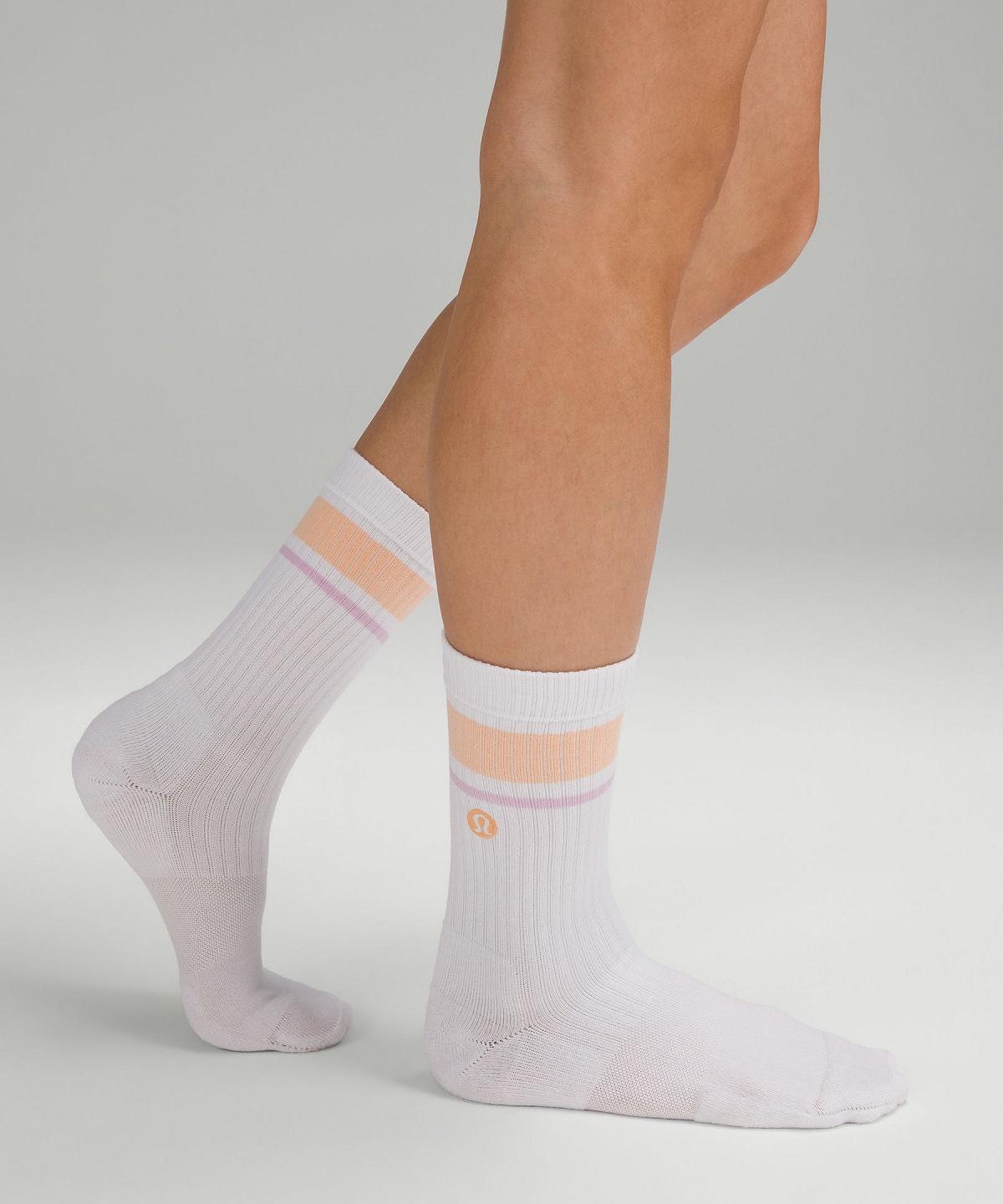 White / Coral Women Lululemon Daily Stride Ribbed Comfort Crew Socks | AU_LuLu85089