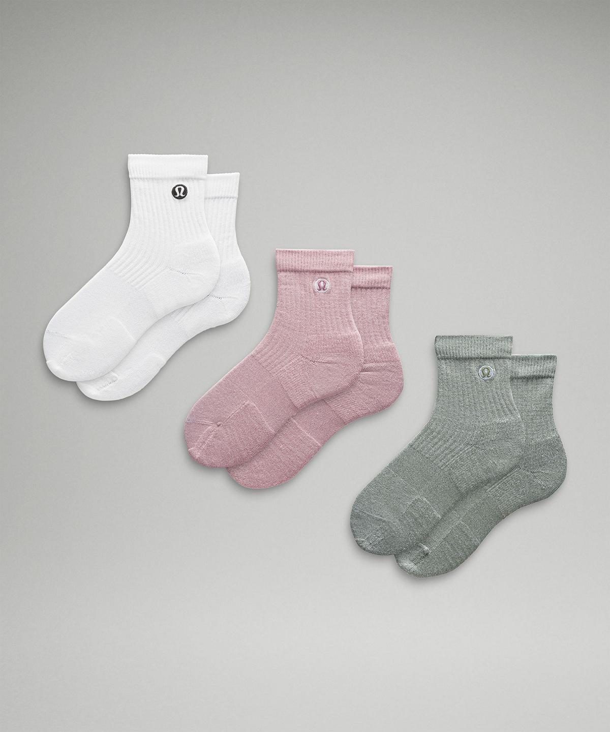 White / Green / Pink Women Lululemon Daily Stride Quarter Socks | AU_LuLu31448