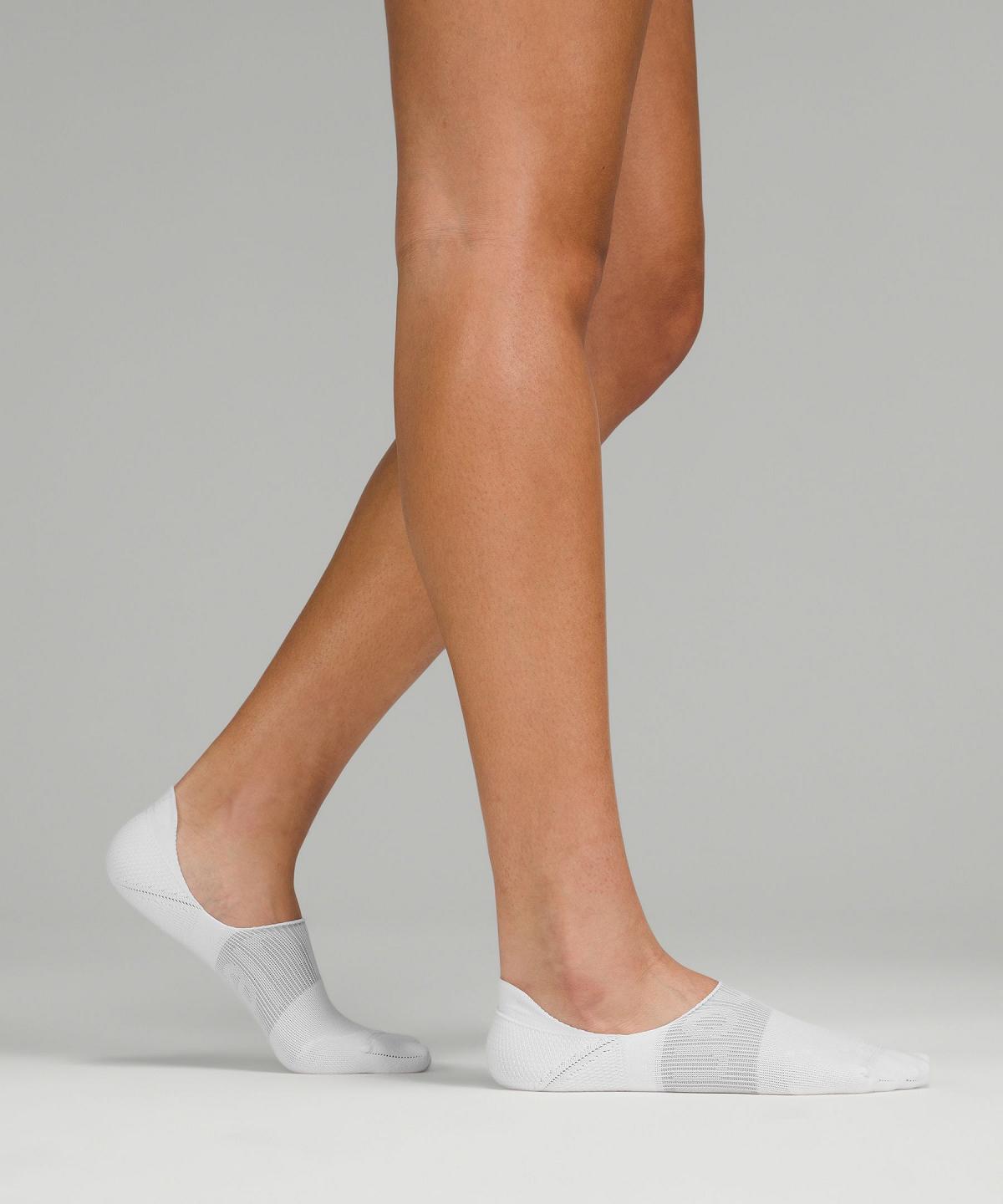 White / Grey Women Lululemon Power Stride No-Showwith Active Grip Socks | AU_LuLu41163