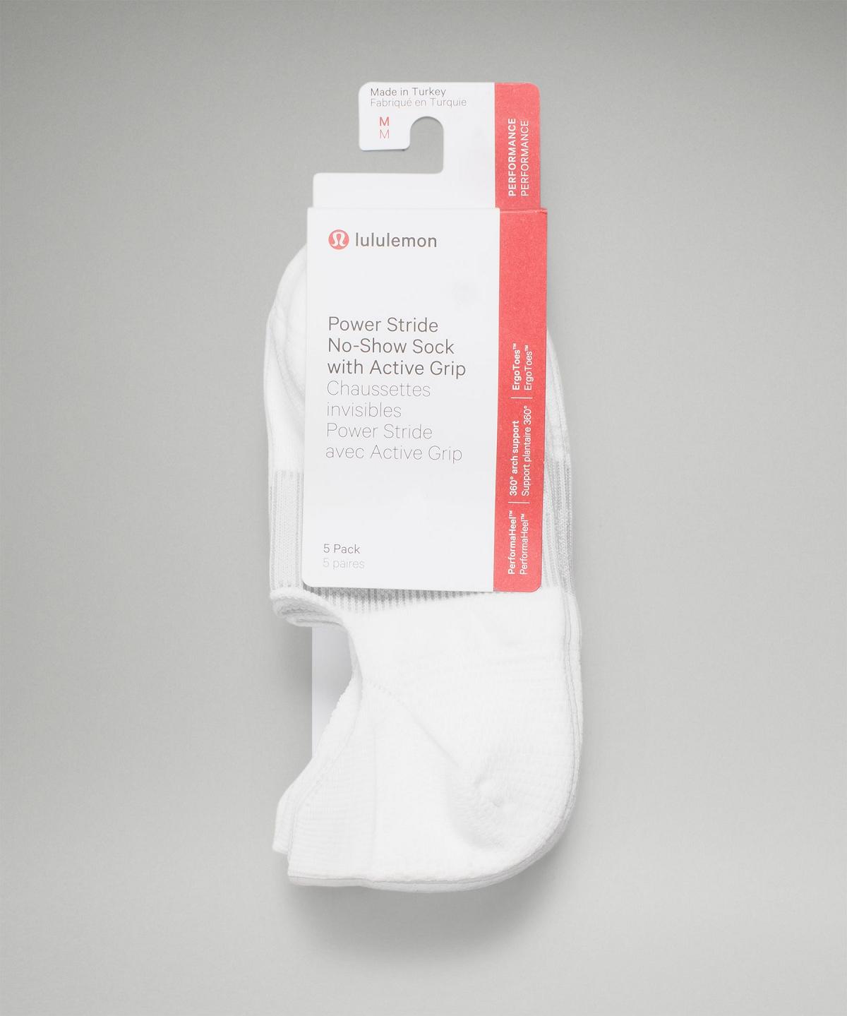 White / Grey Women Lululemon Power Stride No-Showwith Active Grip Socks | AU_LuLu41163